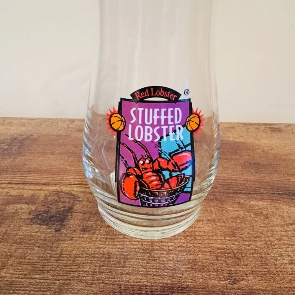 Red Lobster Glass Vase Nautical Coastal Theme Stuffed Lobster Design